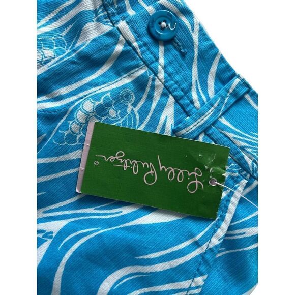 Lilly Pulitzer NWT Callahan Stretch Shorts Turquoise & White Women's Size 000 - Picture 5 of 8